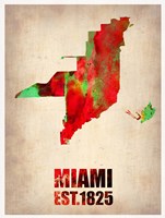 Miami Watercolor Map Fine Art Print