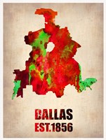 Dallas Watercolor Map Fine Art Print