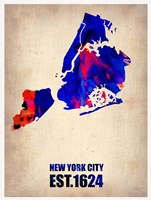 New York City Watercolor Map 1 Fine Art Print