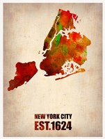 New York City Watercolor Map 2 Fine Art Print