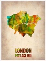 London Watercolor Map 1 Fine Art Print