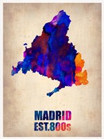 Madrid Watercolor Map Fine Art Print