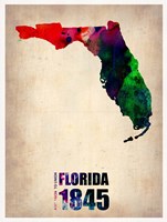 Florida Watercolor Map Fine Art Print