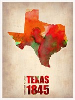 Texas Watercolor Map Fine Art Print