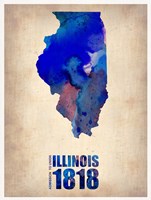 Illinois Watercolor Map Fine Art Print