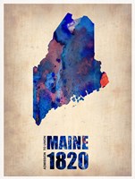 Maine Watercolor Map Fine Art Print