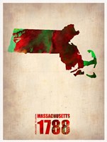 Massachusetts Watercolor Map Fine Art Print
