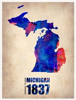 Michigan Watercolor Map Fine Art Print