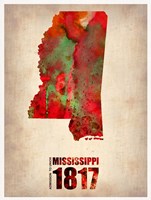 Mississippi Watercolor Map Fine Art Print