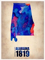Alabama Watercolor Map Fine Art Print
