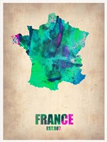 France Watercolor Map Fine Art Print