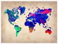 World Watercolor Map 2 Fine Art Print