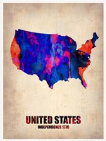 USA Watercolor Map 1 Fine Art Print
