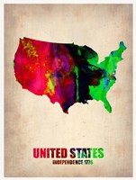 USA Watercolor Map 2 Fine Art Print