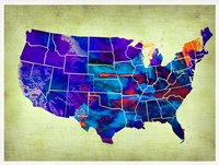 USA Watercolor Map 5 Fine Art Print