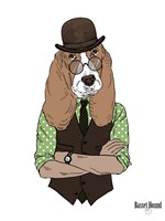 Basset Hound In Retro Style Fine Art Print