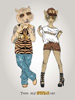 Tiger And Leopard In Swag Style Fine Art Print