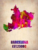 Barcelona Watercolor Map Fine Art Print