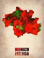 Munich Watercolor Map Fine Art Print