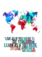 World Map Quote Mahatma Gandi Fine Art Print