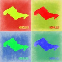 Honolulu Pop Art Map 2 Fine Art Print
