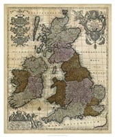 Map of England, Scotland & Ireland Fine Art Print