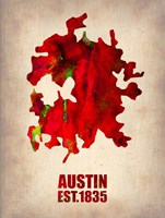 Austin Watercolor Map Fine Art Print