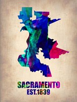 Sacramento Watercolor Map Framed Print