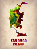 San Diego Watercolor Map Fine Art Print