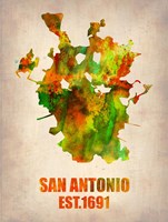 San Antonio Watercolor Map Fine Art Print