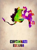 Cincinnati Watercolor Map Fine Art Print