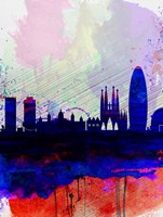 Barcelona Watercolor Skyline 2 Fine Art Print