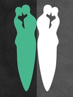 Green and White Kiss Fine Art Print