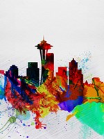 Seattle Watercolor Skyline 2 Fine Art Print