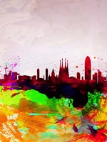 Barcelona Watercolor Skyline Fine Art Print