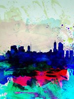 Melbourne Watercolor Skyline 2 Fine Art Print