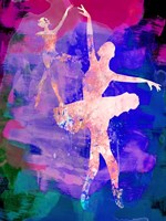 Two Dancing Ballerinas Watercolor 1 Fine Art Print
