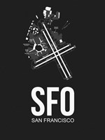 SFO San Francisco Airport Black Fine Art Print