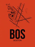 BOS Boston Airport Orange Fine Art Print