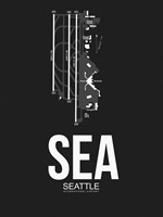 SEA Seattle Airport Black Fine Art Print