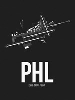 PHL Philadelphia Airport Black Fine Art Print
