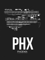 PHX Phoenix Airport Black Fine Art Print