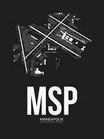 MSP Minneapolis Airport Black Fine Art Print