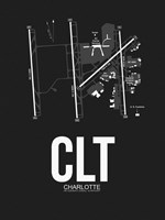 CLT Charlotte Airport Black Fine Art Print