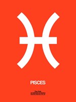 Pisces Zodiac Sign White on Orange Fine Art Print