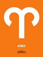 Aries Zodiac Sign White on Orange Fine Art Print