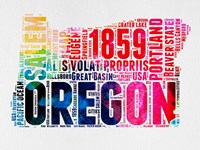 Oregon Watercolor Word Cloud Fine Art Print