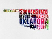 Oklahoma Watercolor Word Cloud Fine Art Print