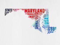 Maryland Watercolor Word Cloud Fine Art Print