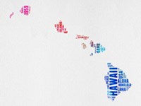 Hawaii Watercolor Word Cloud Fine Art Print